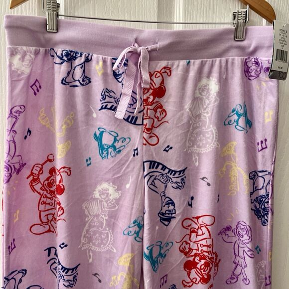 Disney D100 Women’s Fleece Pajama Pants XL Lavender Mickey Music Plush Cozy - Picture 2 of 10